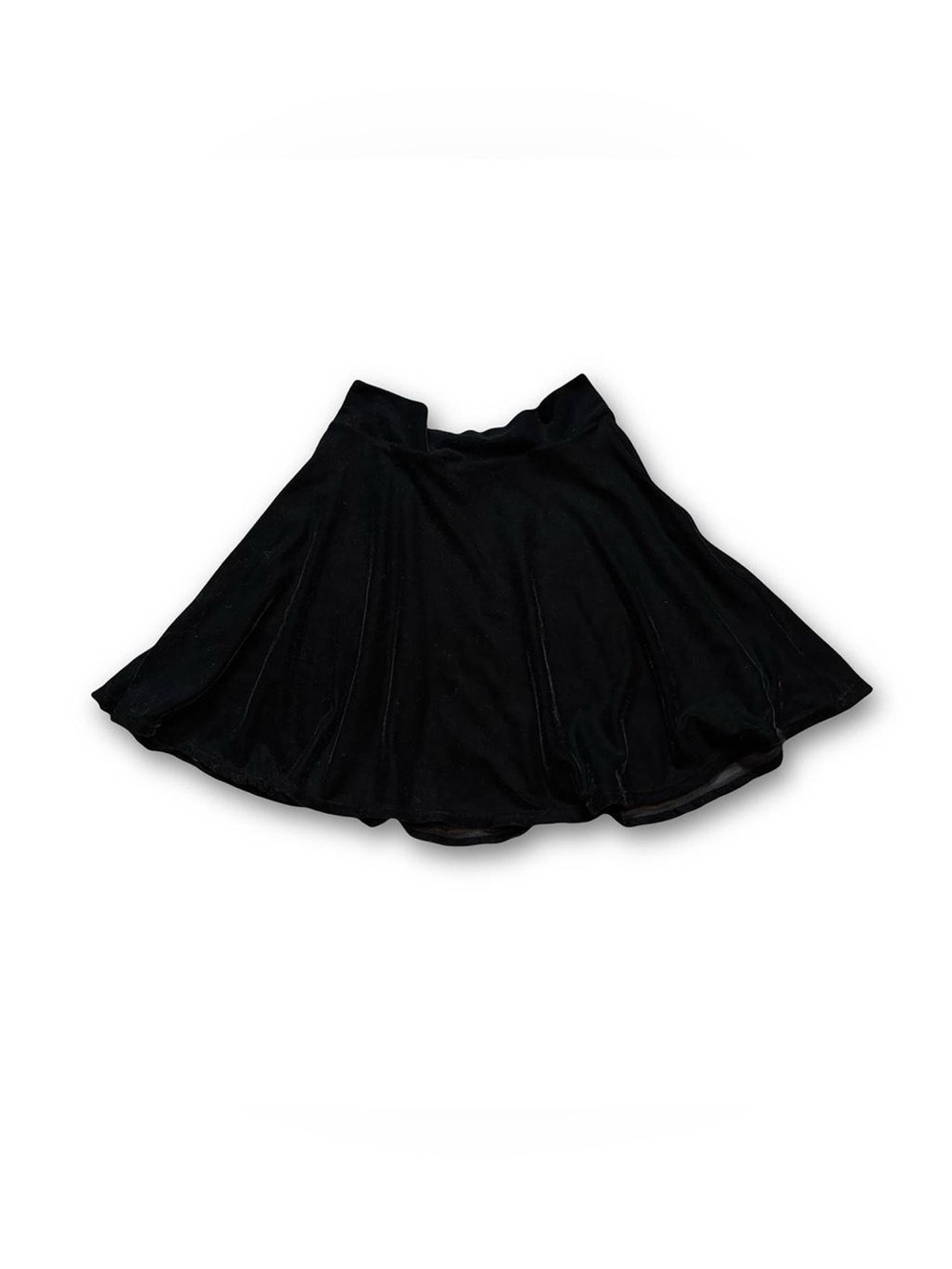 Black velvet mini skirt